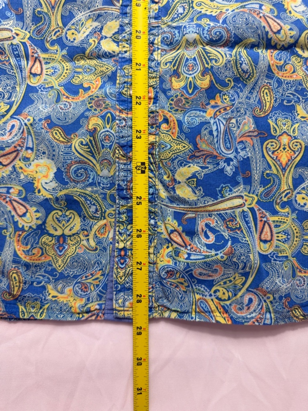 Daniel Cremieux Blue and Yellow Paisley Short Sleeve Button-Up Shirt - Picture 7 of 10